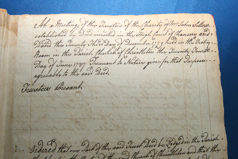 Page from J Seller's minute book